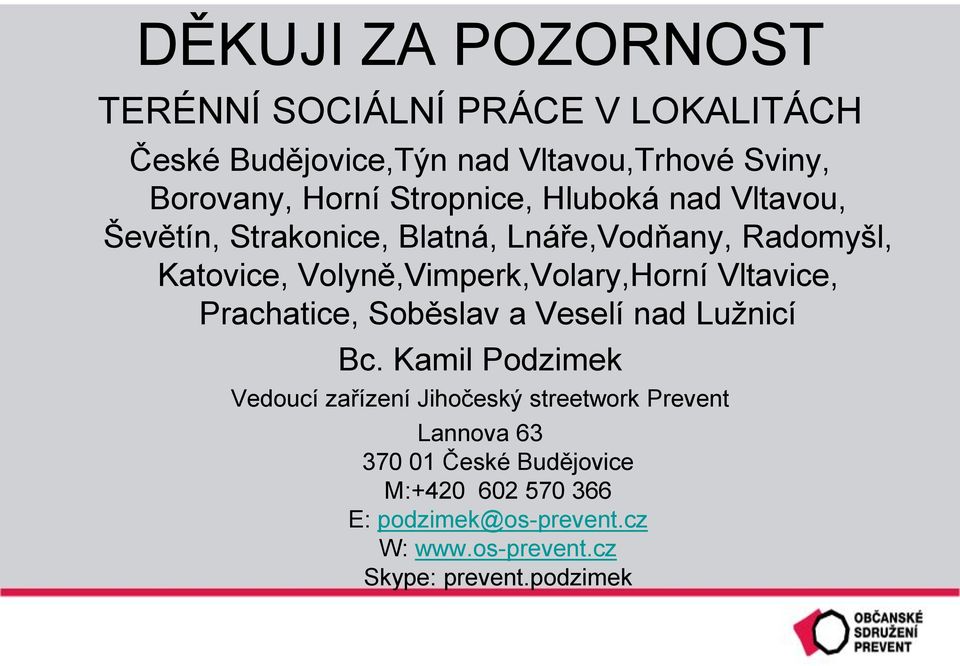 Volyně,Vimperk,Volary,Horní Vltavice, Prachatice, Soběslav a Veselí nad Lužnicí Bc.