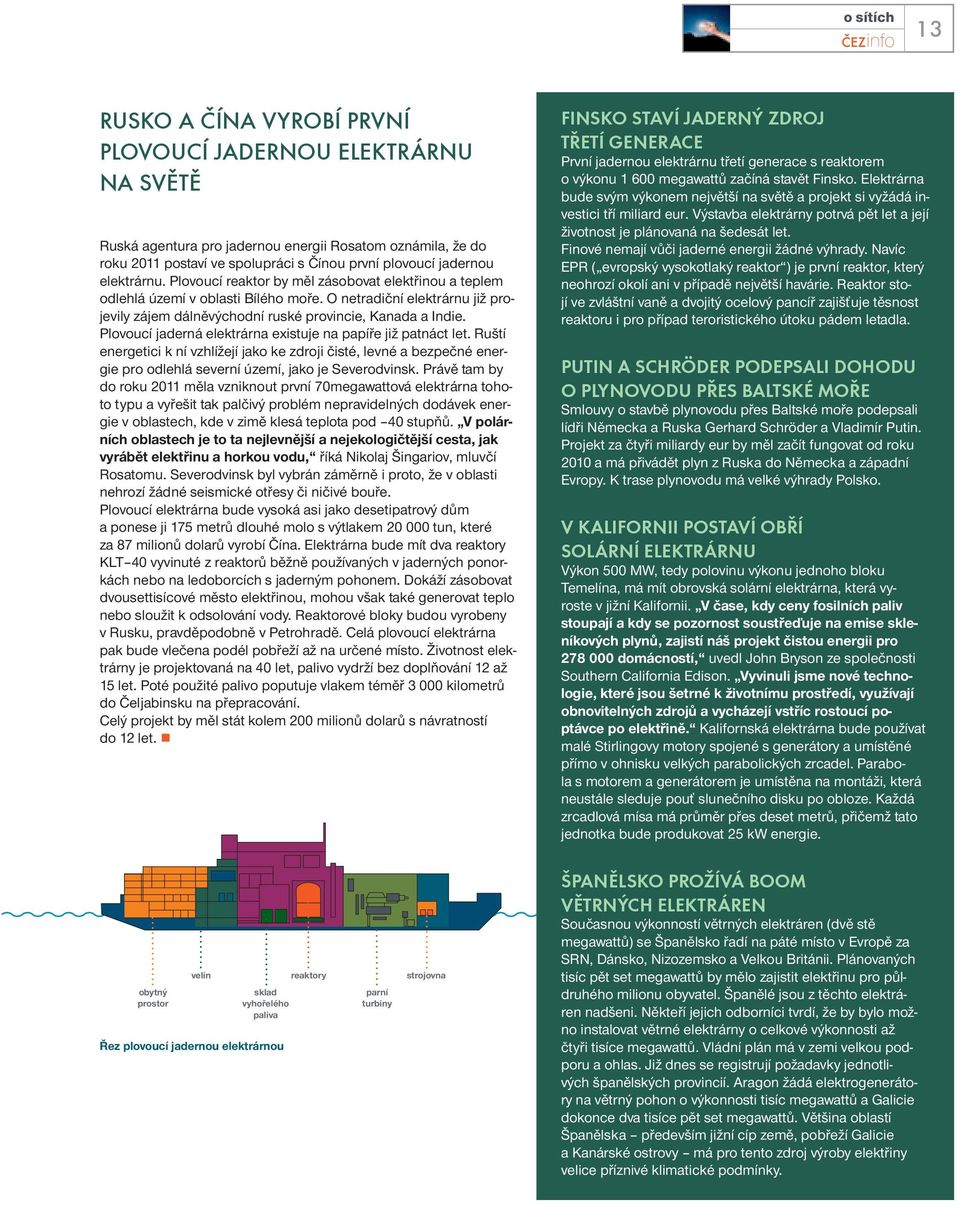 Plovoucí jaderná elektrárna existuje na papíře již patnáct let. Ruští energetici k ní vzhlížejí jako ke zdroji čisté, levné a bezpečné energie pro odlehlá severní území, jako je Severodvinsk.
