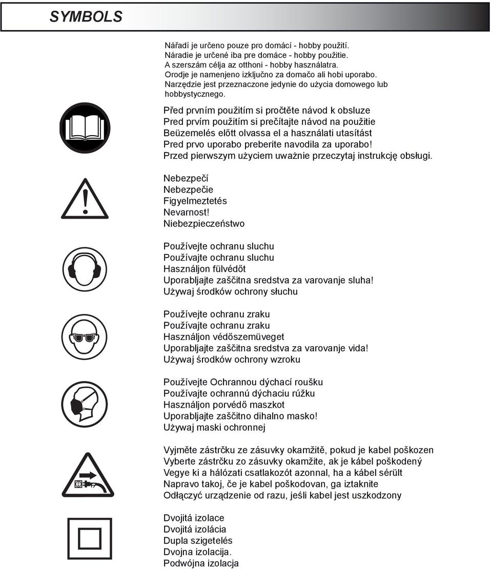 Před prvním použitím si pročtěte návod k obsluze Pred prvím použitím si prečítajte návod na použitie Beüzemelés előtt olvassa el a használati utasítást Pred prvo uporabo preberite navodila za uporabo!