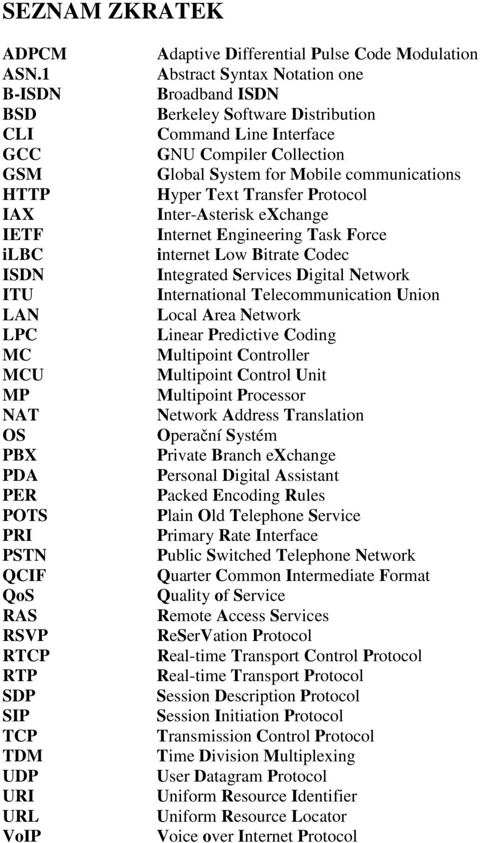 Modulation Abstract Syntax Notation one Broadband ISDN Berkeley Software Distribution Command Line Interface GNU Compiler Collection Global System for Mobile communications Hyper Text Transfer