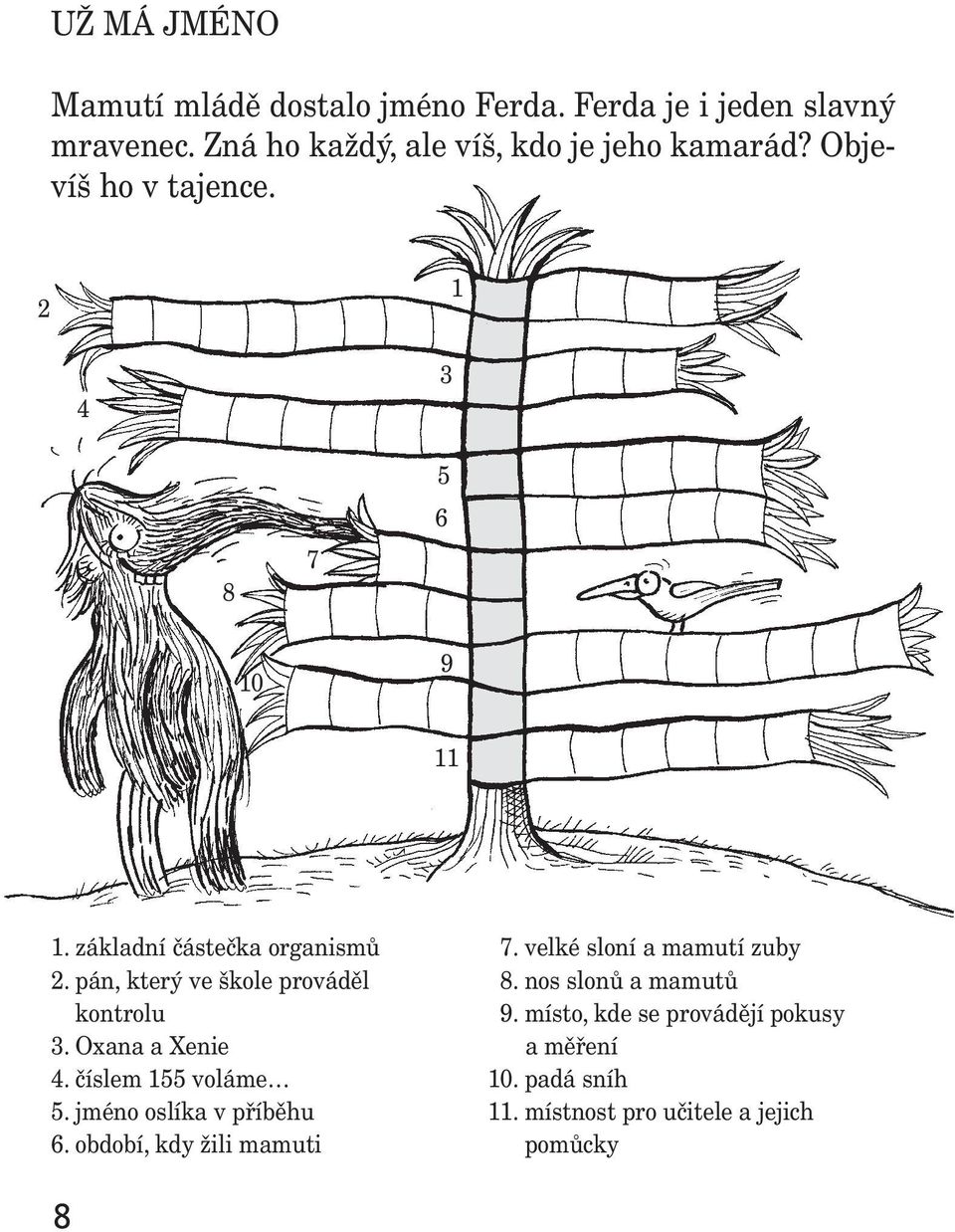 základní částečka organismů 2. pán, který ve škole prováděl kontrolu 3. Oxana a Xenie 4. číslem 155 voláme 5.