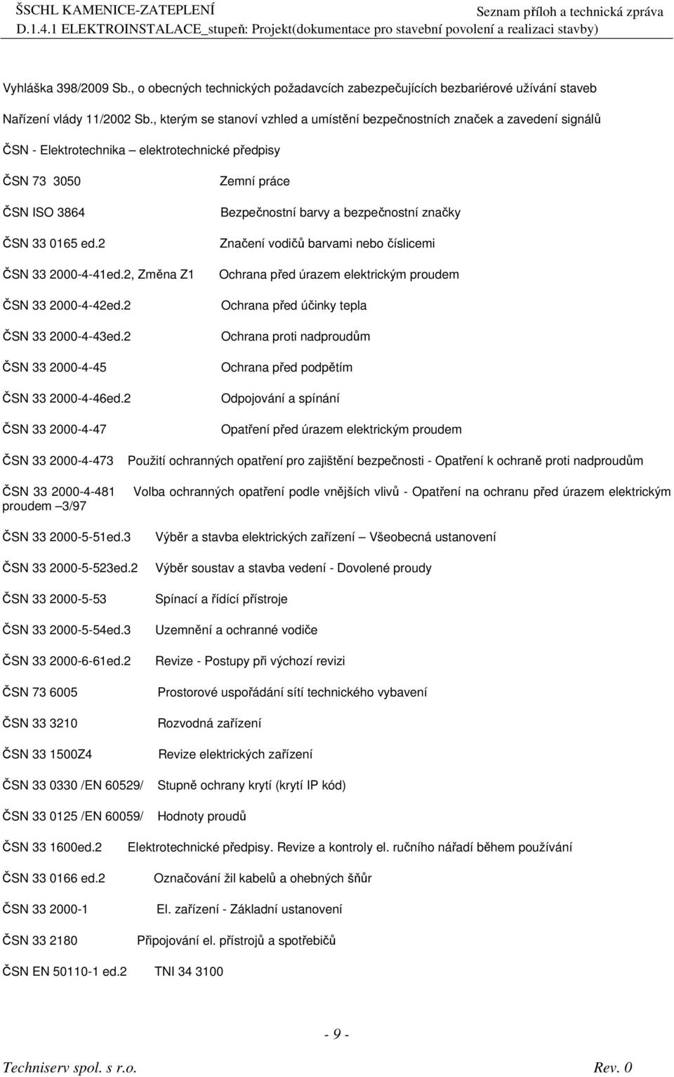 2, Změna Z1 ČSN 33 2000-4-42ed.2 ČSN 33 2000-4-43ed.2 ČSN 33 2000-4-45 ČSN 33 2000-4-46ed.