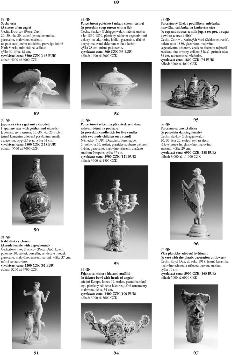 5000 aï 6000 CZK 92 Porcelánová polévková mísa s víkem (terina) (A porcelain soup tureen with a lid) âechy, Slavkov (Schlaggenwald), tlaãená znaãka z let 1830-1870, plasticky zdobeno vegetativními