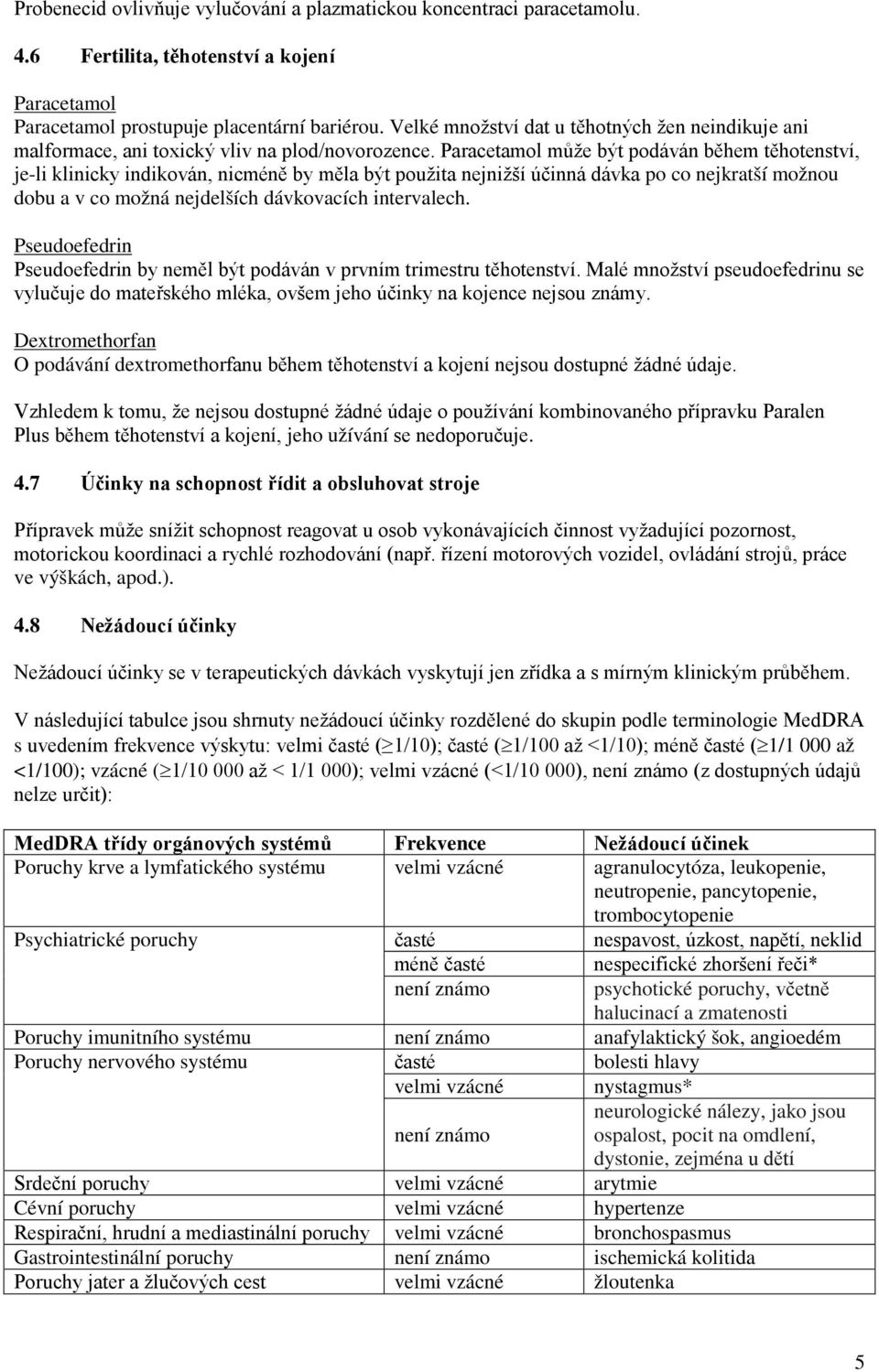 Paracetamol může být podáván během těhotenství, je-li klinicky indikován, nicméně by měla být použita nejnižší účinná dávka po co nejkratší možnou dobu a v co možná nejdelších dávkovacích intervalech.