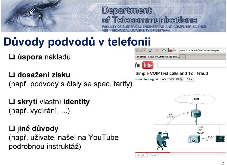 tarify) skrytí vlastní identity (např. vydírání,.