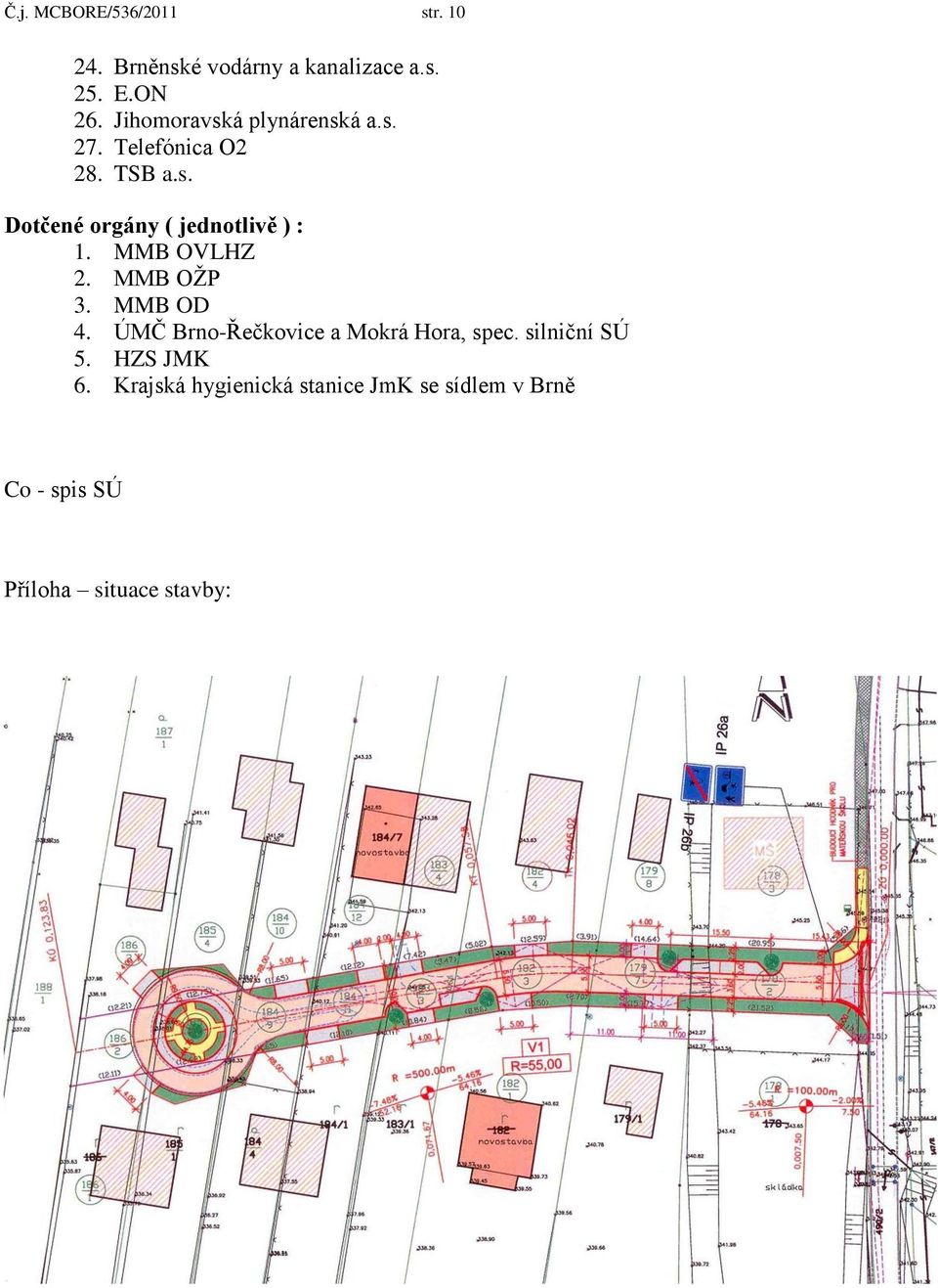 MMB OVLHZ 2. MMB OŢP 3. MMB OD 4. ÚMČ Brno-Řečkovice a Mokrá Hora, spec. silniční SÚ 5.