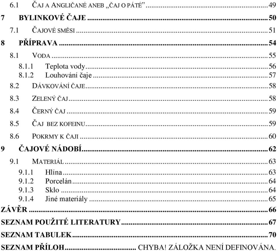 .. 60 9 ČAJOVÉ NÁDOBÍ... 62 9.1 MATERIÁL... 63 9.1.1 Hlína... 63 9.1.2 Porcelán... 64 9.1.3 Sklo... 64 9.1.4 Jiné materiály.