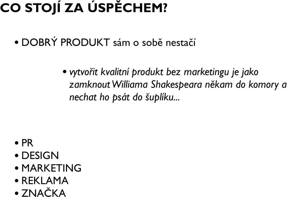 produkt bez marketingu je jako zamknout Williama