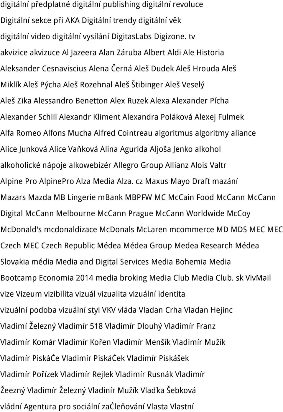 Zika Alessandro Benetton Alex Ruzek Alexa Alexander Pícha Alexander Schill Alexandr Kliment Alexandra Poláková Alexej Fulmek Alfa Romeo Alfons Mucha Alfred Cointreau algoritmus algoritmy aliance