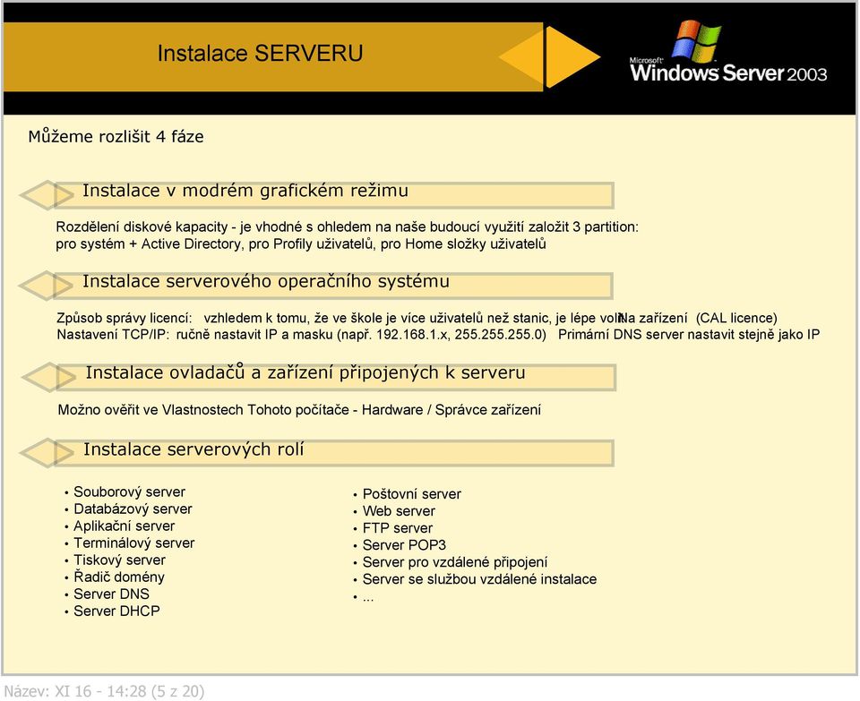 (CAL licence) Nastavení TCP/IP: ručně nastavit IP a masku (např. 192.168.1.x, 255.