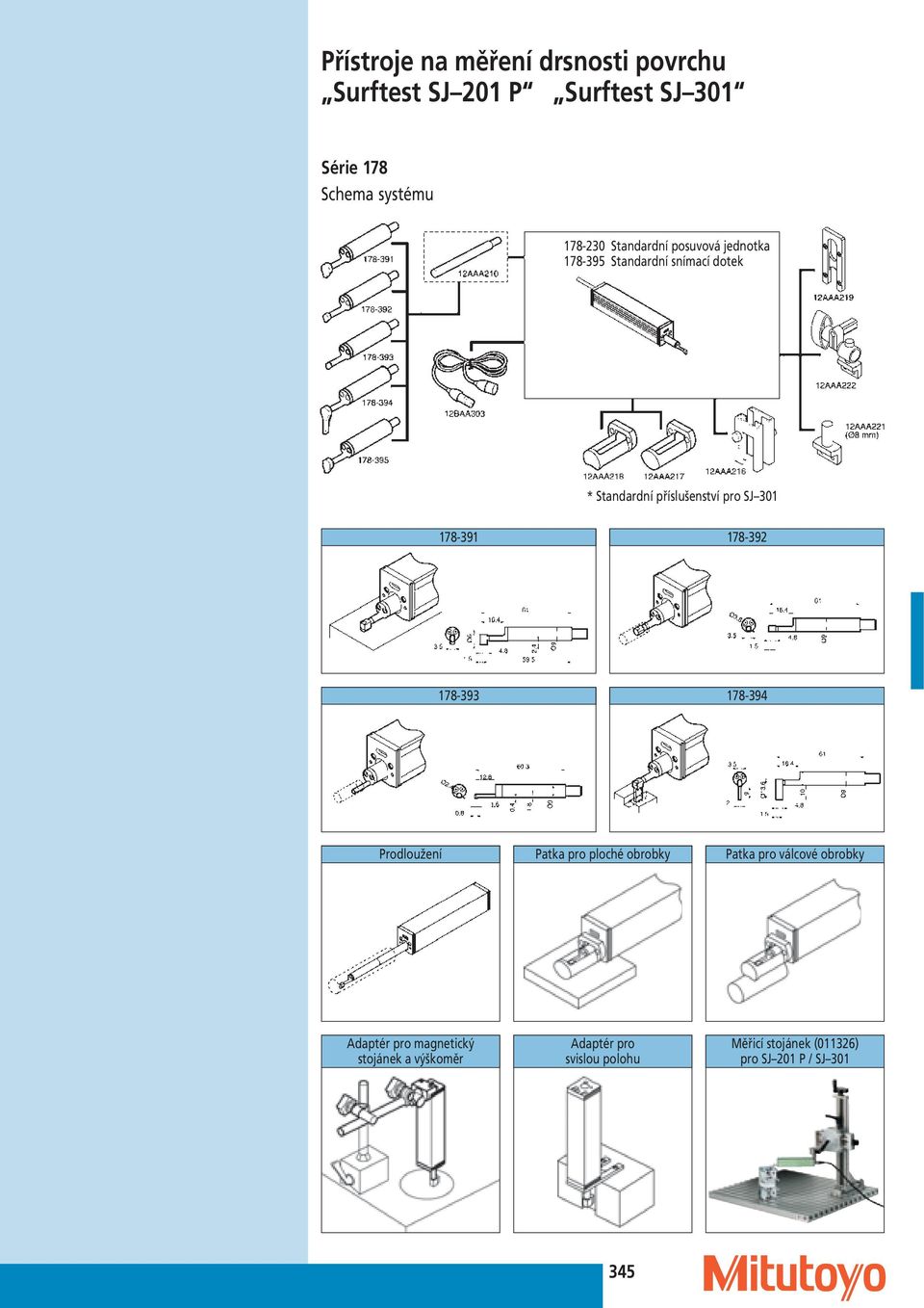 178-391 178-392 178-393 178-394 Prodloužení Patka pro ploché obrobky Patka pro válcové obrobky Adaptér