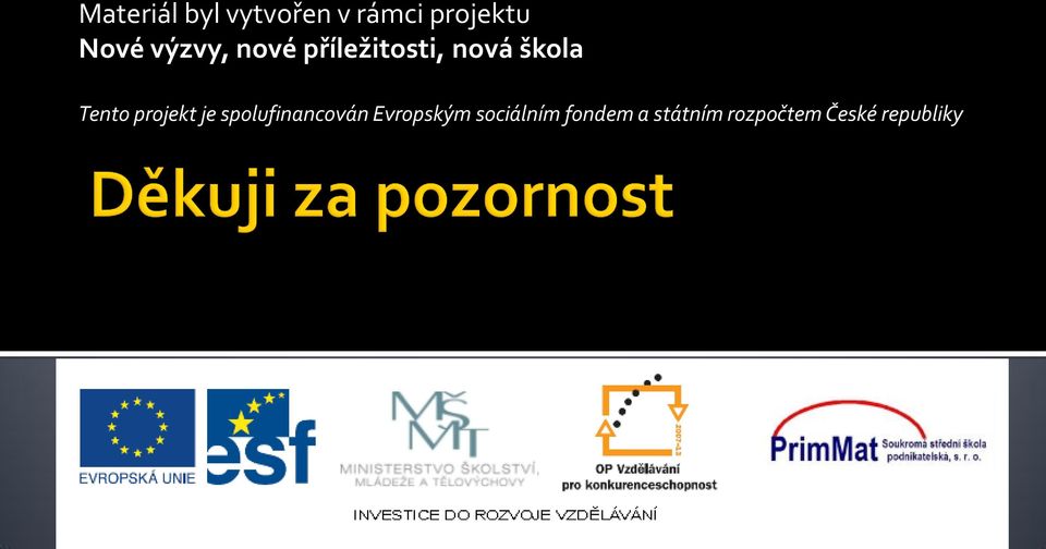 projekt je spolufinancován Evropským