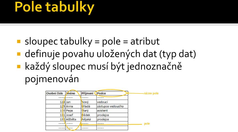 uložených dat (typ dat) každý