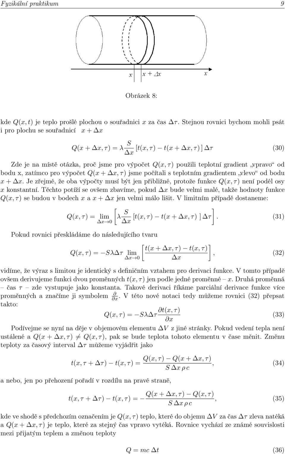 vpravo od bodu x, zatímco pro výpočet Q(x + x, τ) jsme počítali s teplotním gradientem vlevo od bodu x + x.