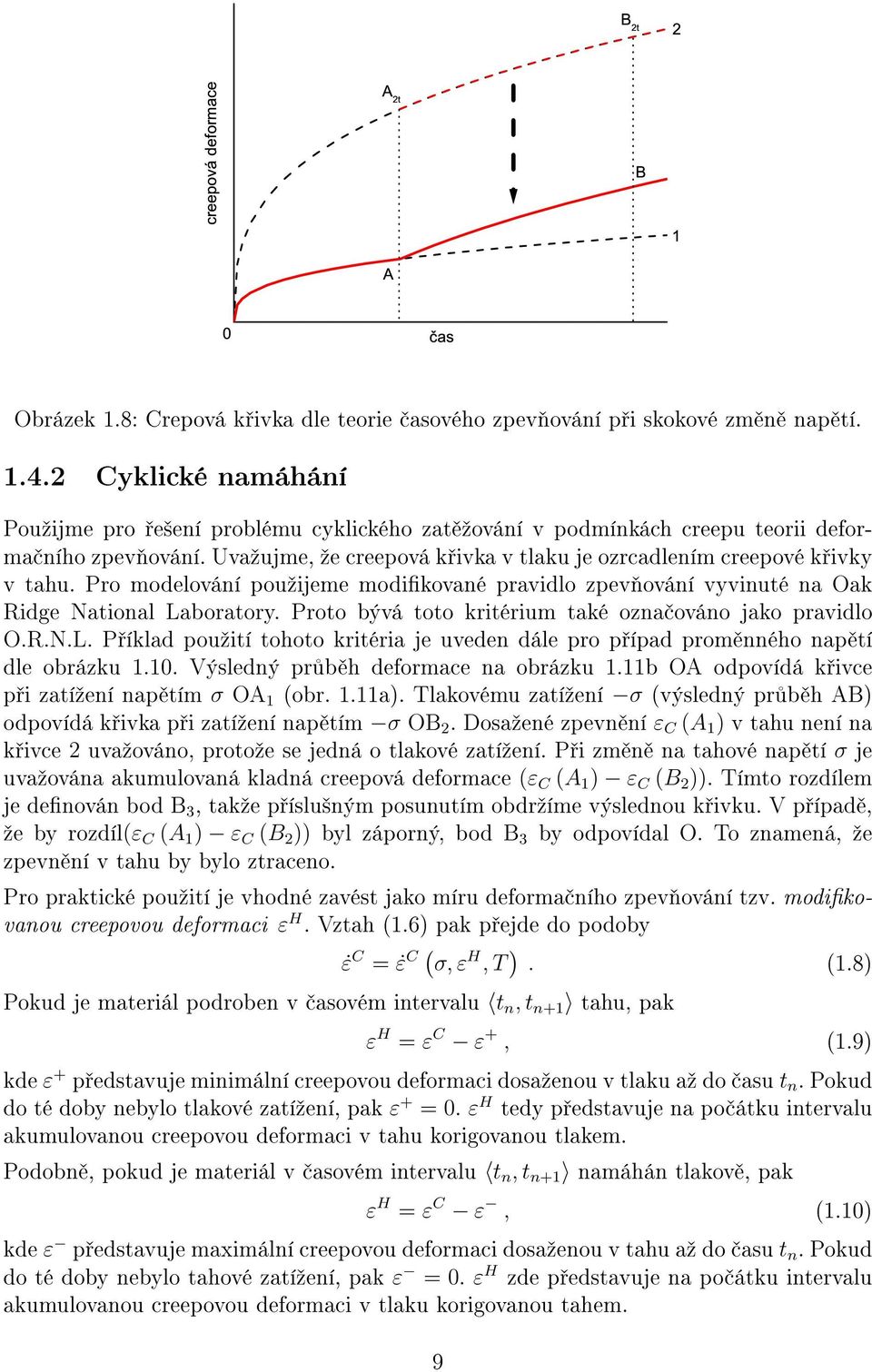Pro modelování pouºijeme modikované pravidlo zpev ování vyvinuté na Oak Ridge National Laboratory. Proto bývá toto kritérium také ozna ováno jako pravidlo O.R.N.L. P íklad pouºití tohoto kritéria je uveden dále pro p ípad prom nného nap tí dle obrázku 1.