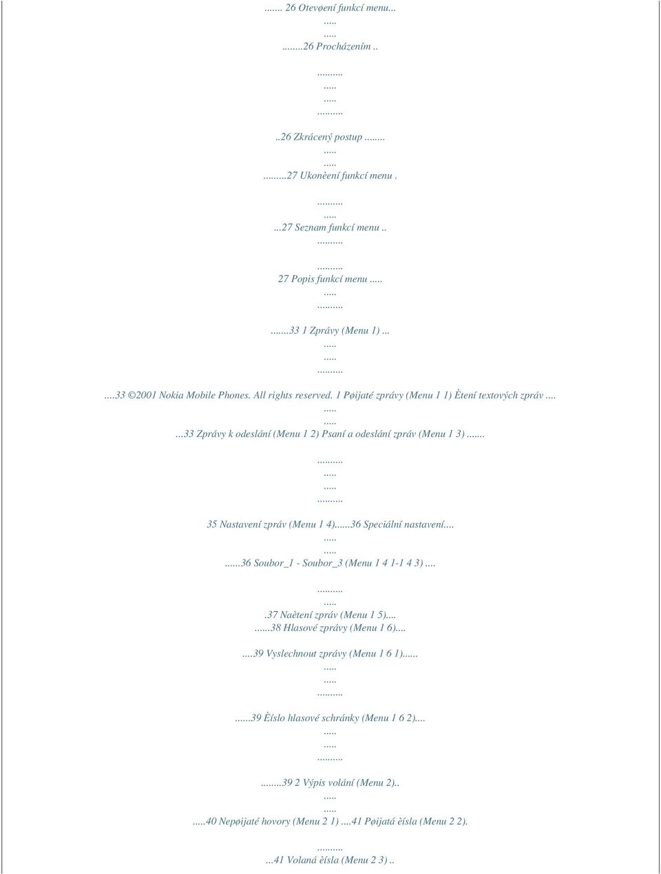 . 35 Nastavení zpráv (Menu 1 4).36 Speciální nastavení....36 Soubor_1 - Soubor_3 (Menu 1 4 1-1 4 3)....37 Naètení zpráv (Menu 1 5)....38 Hlasové zprávy (Menu 1 6).