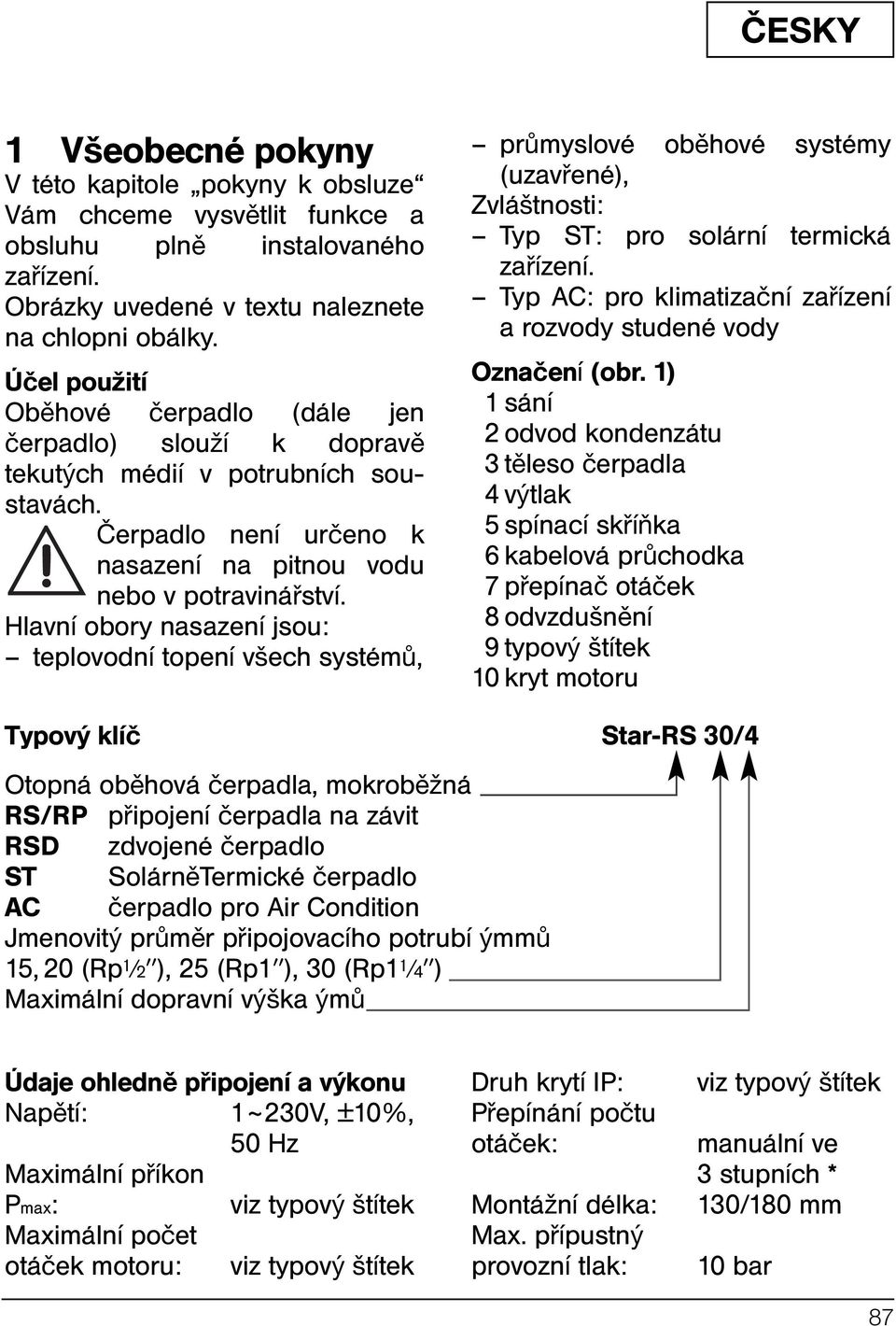Hlavní obory nasazení jsou: teplovodní topení všech systémů, průmyslové oběhové systémy (uzavřené), Zvláštnosti: Typ ST: pro solární termická zařízení.