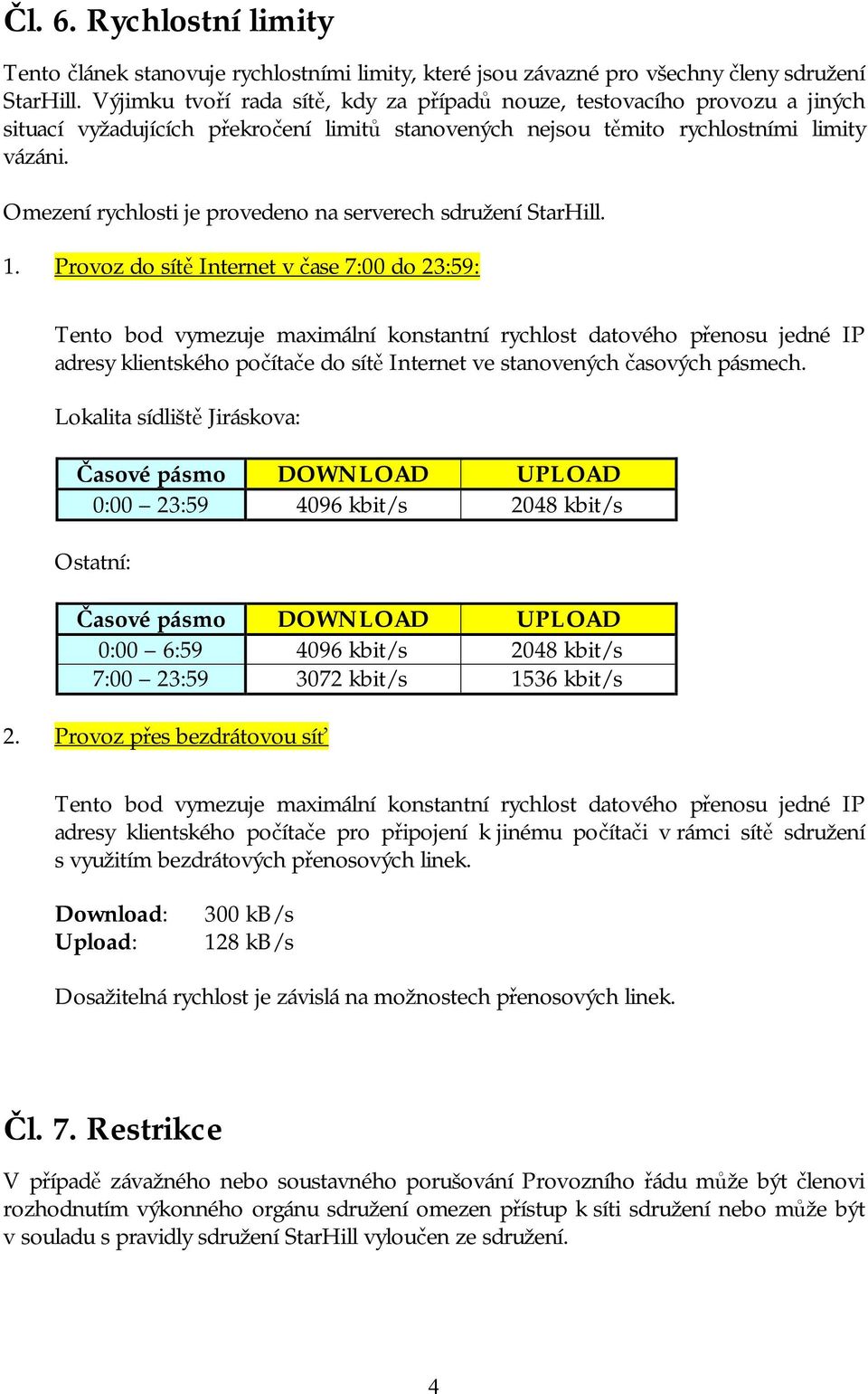 Omezení rychlosti je provedeno na serverech sdružení StarHill. 1.