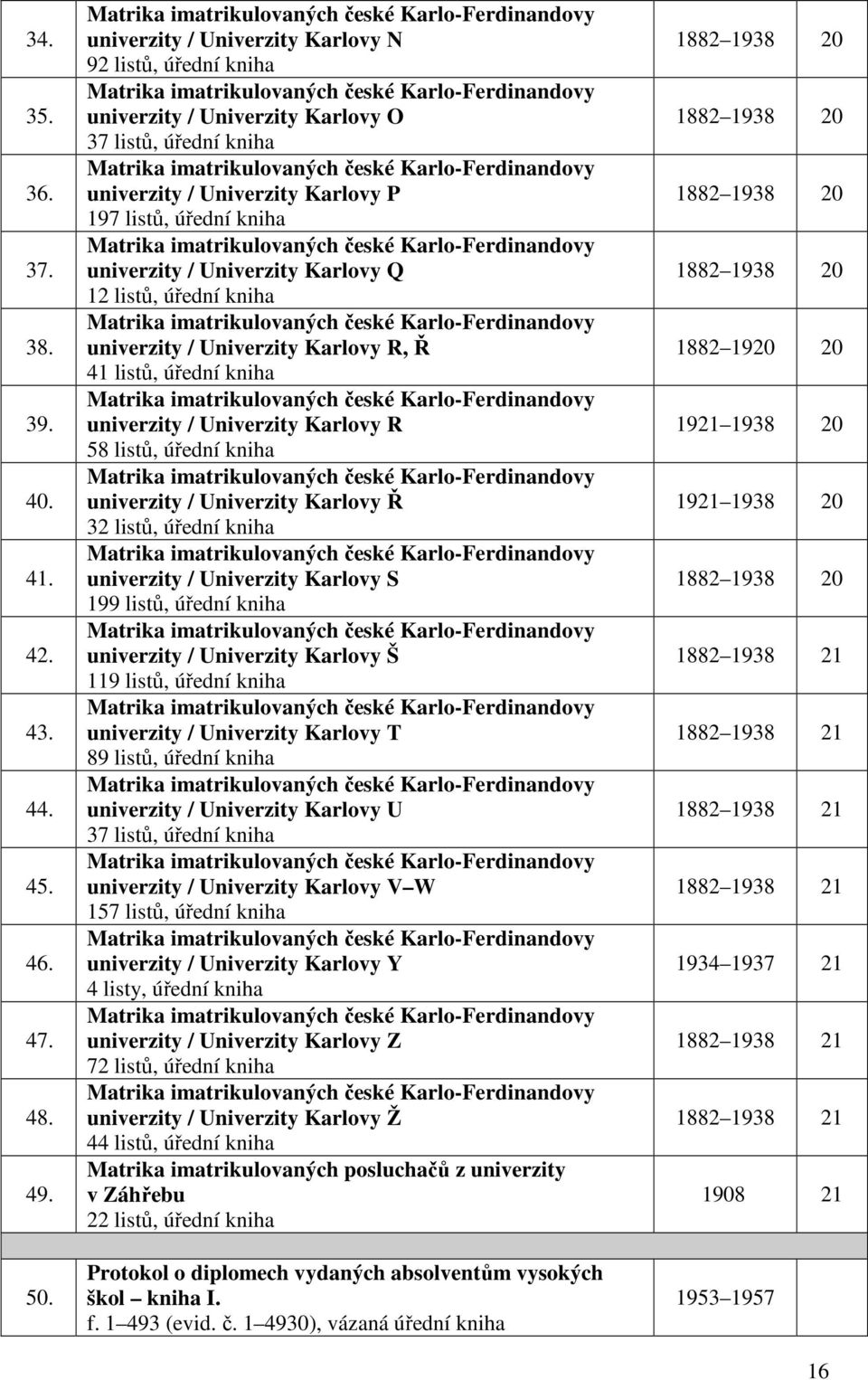 Karlovy Q 12 listů, úřední kniha univerzity / Univerzity Karlovy R, Ř 41 listů, úřední kniha univerzity / Univerzity Karlovy R 58 listů, úřední kniha univerzity / Univerzity Karlovy Ř 32 listů,