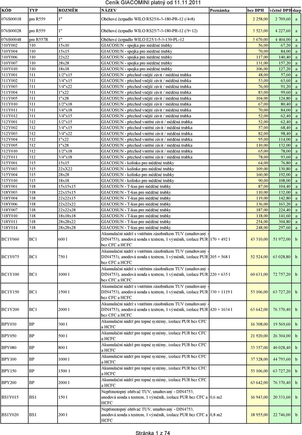 310Y004 310 15x15 GIACOSUN - spojka pro měděné trubky 70,00 84,00 a 310Y006 310 22x22 GIACOSUN - spojka pro měděné trubky 117,00 140,40 a 310Y007 310 28x28 GIACOSUN - spojka pro měděné trubky 131,00