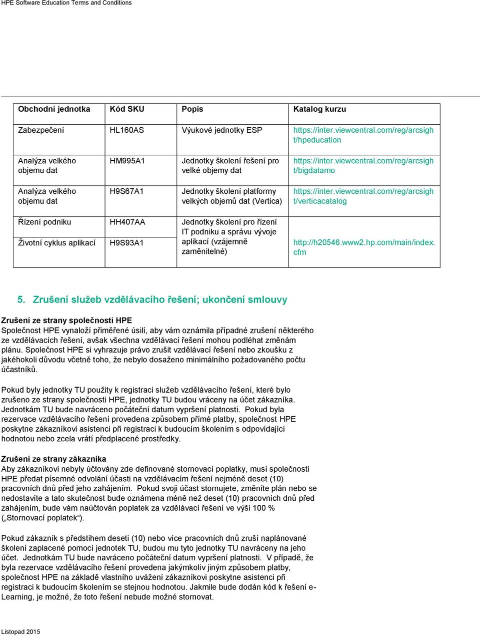 com/reg/arcsigh t/bigdatamo Analýza velkého objemu dat H9S67A1 Jednotky školení platformy velkých objemů dat (Vertica) https://inter.viewcentral.