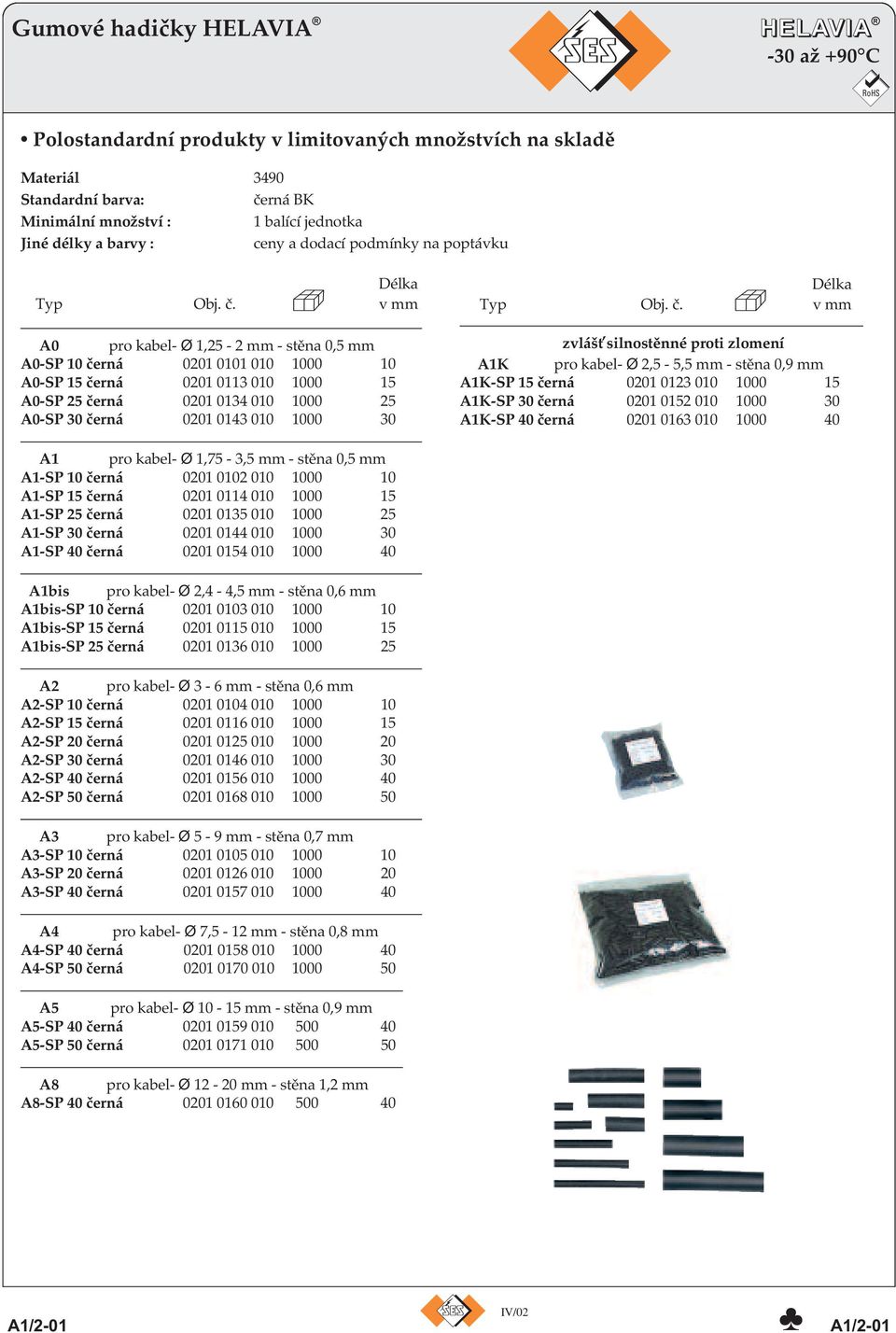 v mm A0 pro kabel- Ø 1,25-2 mm - stěna 0,5 mm A0-SP 10 černá 0201 0101 010 1000 10 A0-SP 15 černá 0201 0113 010 1000 15 A0-SP 25 černá 0201 0134 010 1000 25 A0-SP 30 černá 0201 0143 010 1000 30 Délka