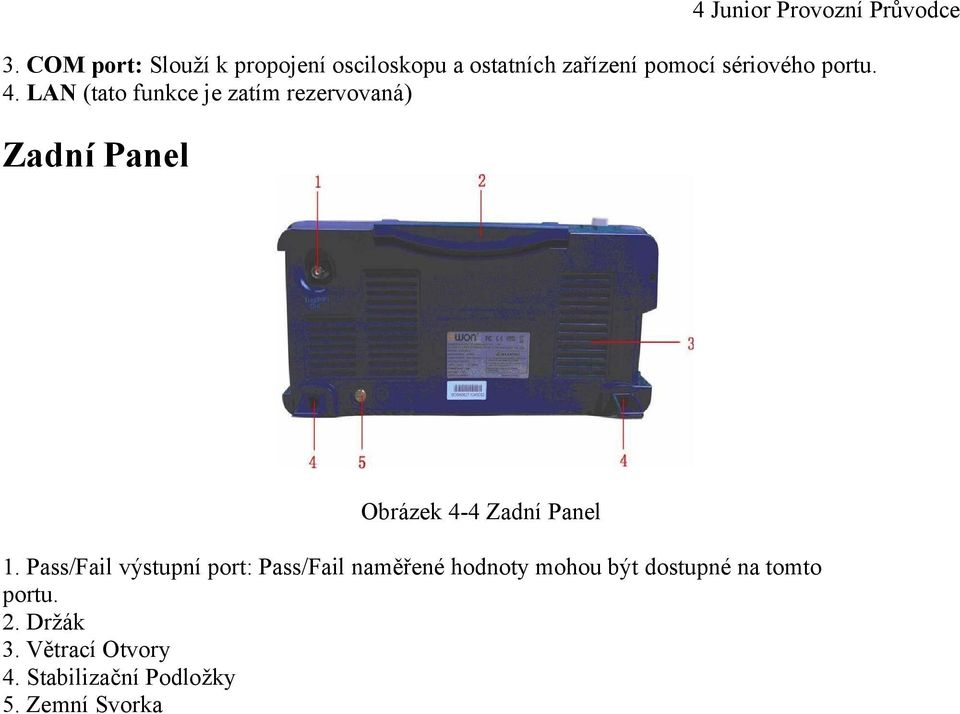 LAN (tato funkce je zatím rezervovaná) Zadní Panel Obrázek 4-4 Zadní Panel 1.