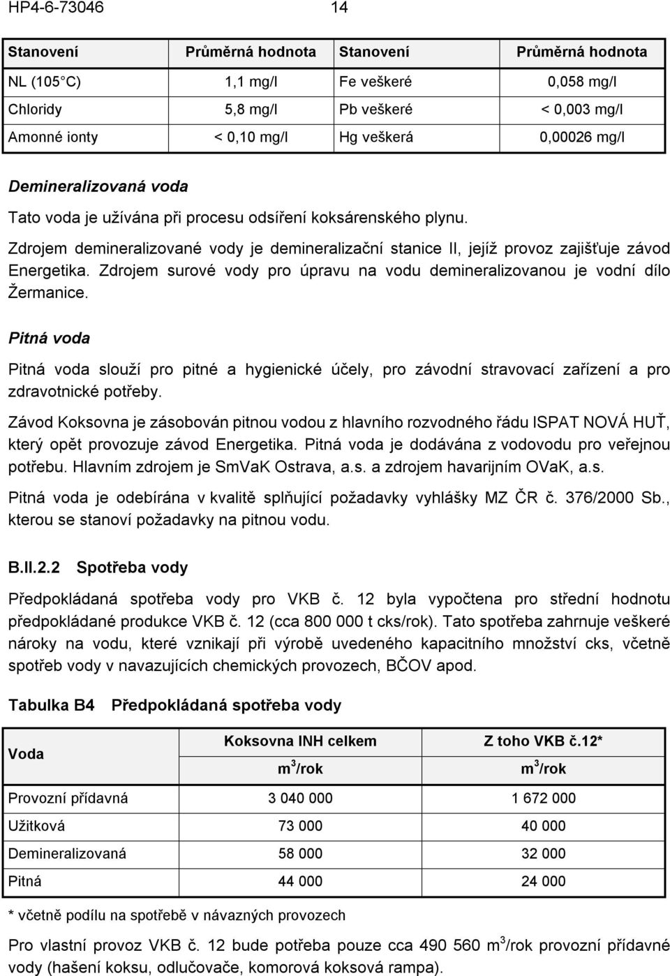 Zdrojem surové vody pro úpravu na vodu demineralizovanou je vodní dílo Žermanice. Pitná voda Pitná voda slouží pro pitné a hygienické účely, pro závodní stravovací zařízení a pro zdravotnické potřeby.