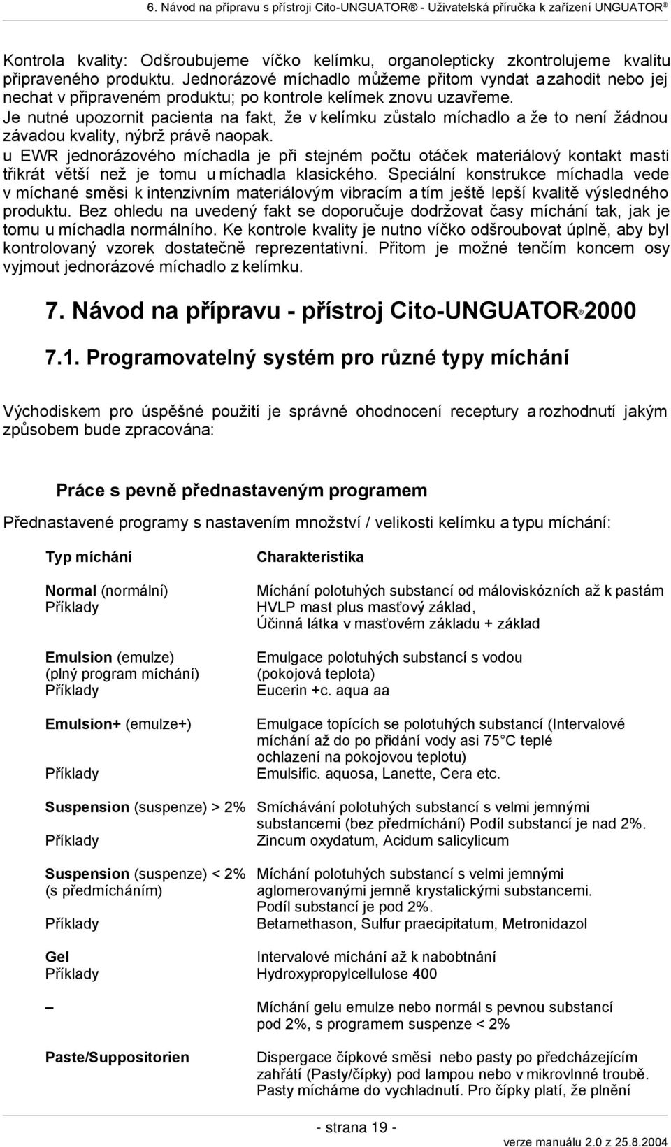 Je nutné upozornit pacienta na fakt, že v kelímku zůstalo míchadlo a že to není žádnou závadou kvality, nýbrž právě naopak.