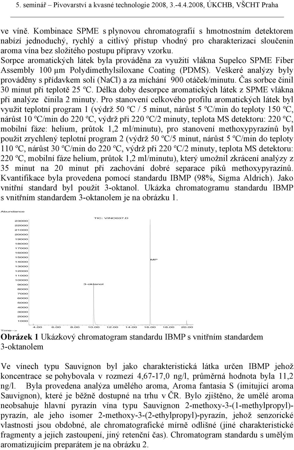 Sorpce aromatických látek byla prováděna za využití vlákna Supelco SPME Fiber Assembly 100 µm Polydimethylsiloxane Coating (PDMS).