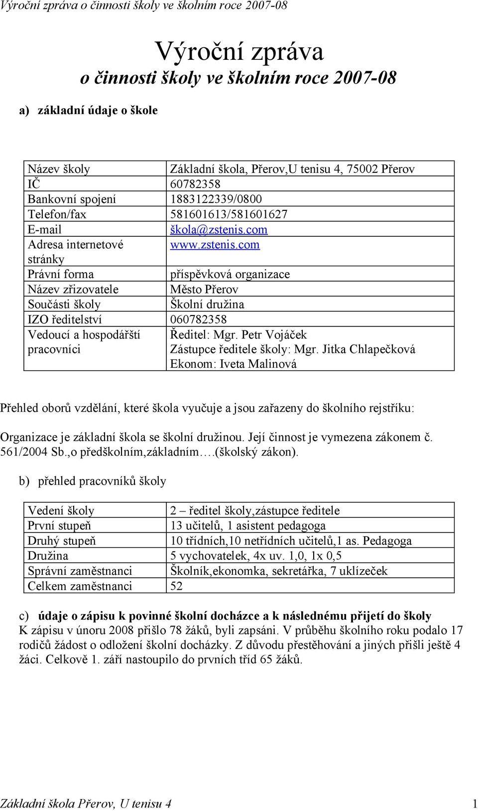 com Adresa internetové www.zstenis.