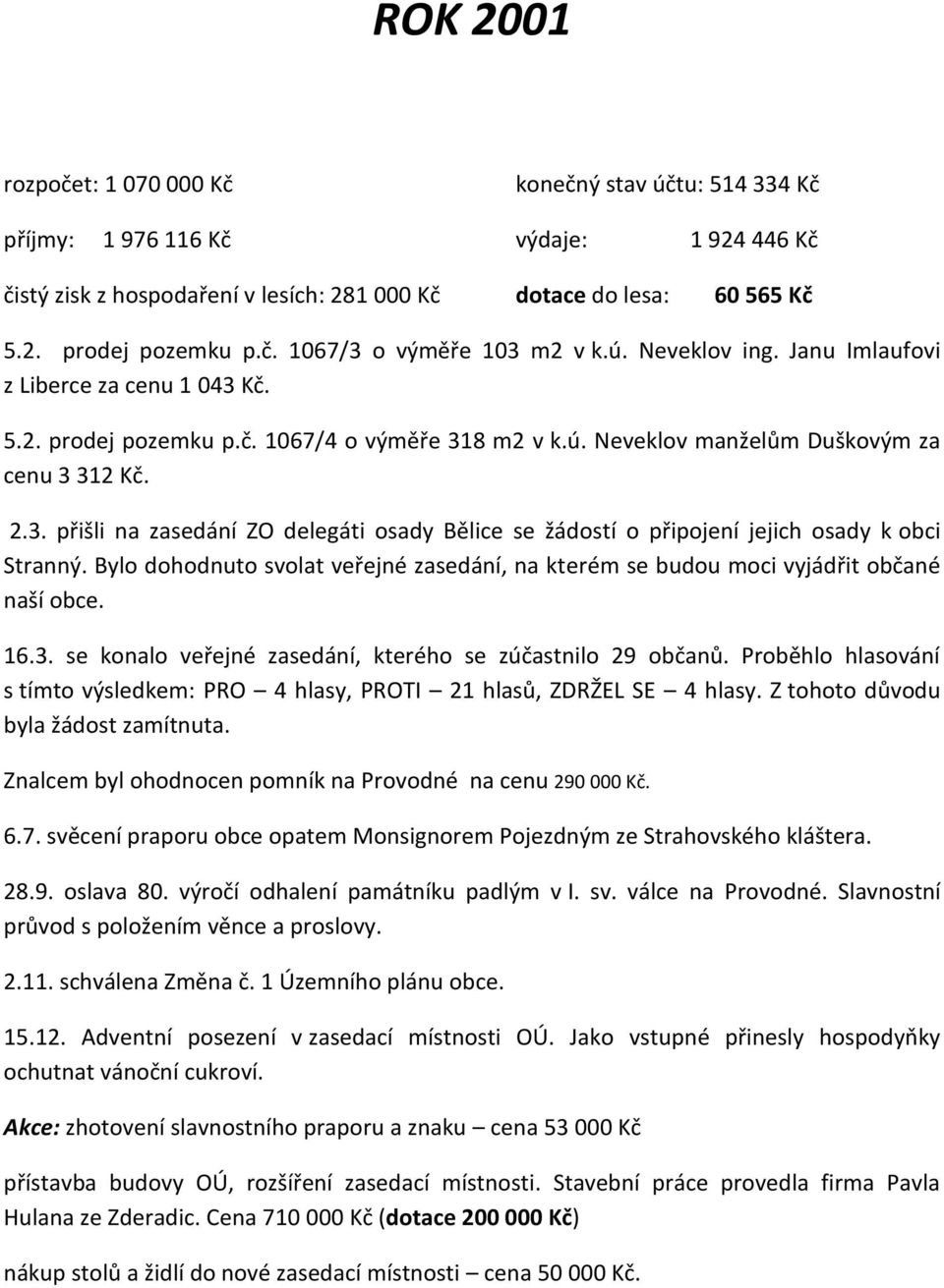 Bylo dohodnuto svolat veřejné zasedání, na kterém se budou moci vyjádřit občané naší obce. 16.3. se konalo veřejné zasedání, kterého se zúčastnilo 29 občanů.