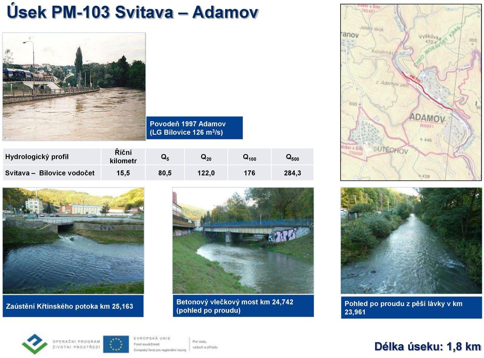 15,5 80,5 122,0 176 284,3 Zaústění Křtinského potoka km 25,163 Betonový vlečkový