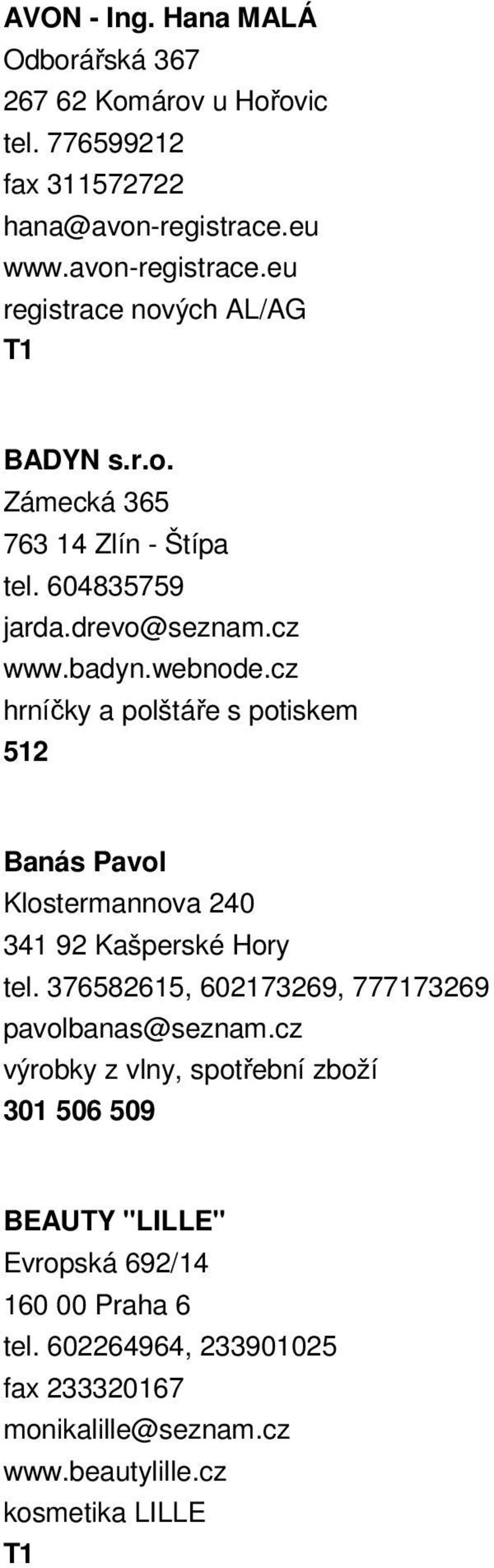 cz hrníčky a polštáře s potiskem 512 Banás Pavol Klostermannova 240 341 92 Kašperské Hory tel. 376582615, 602173269, 777173269 pavolbanas@seznam.