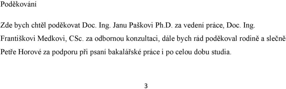 za odbornou konzultaci, dále bych rád poděkoval rodině a slečně
