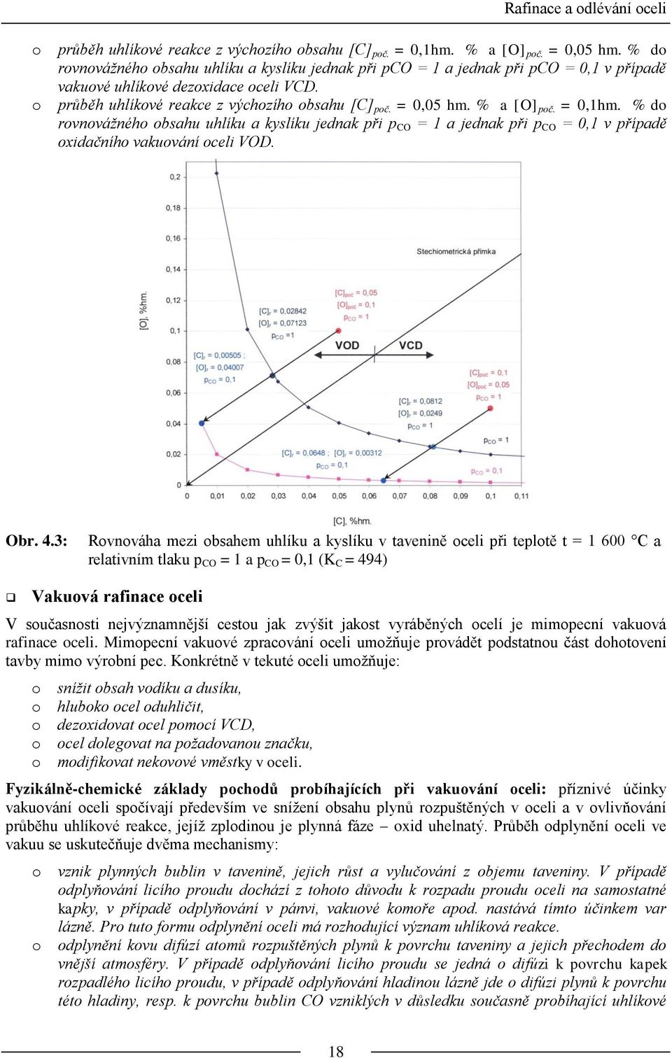 = 0,1hm. % d rvnvážnéh bsahu uhlíku a kyslíku jednak při p CO = 1 a jednak při p CO = 0,1 v případě xidačníh vakuvání celi VOD. Obr. 4.