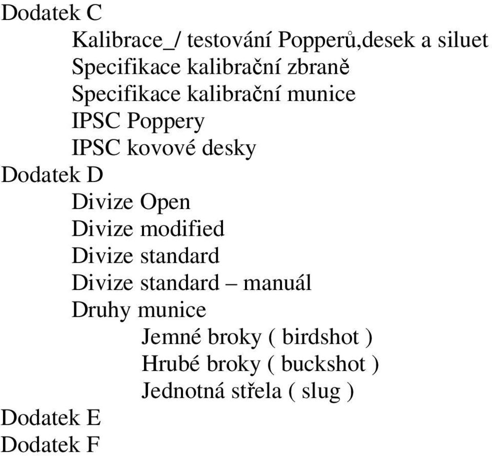 Divize modified Divize standard Divize standard manuál Druhy munice Jemné broky (