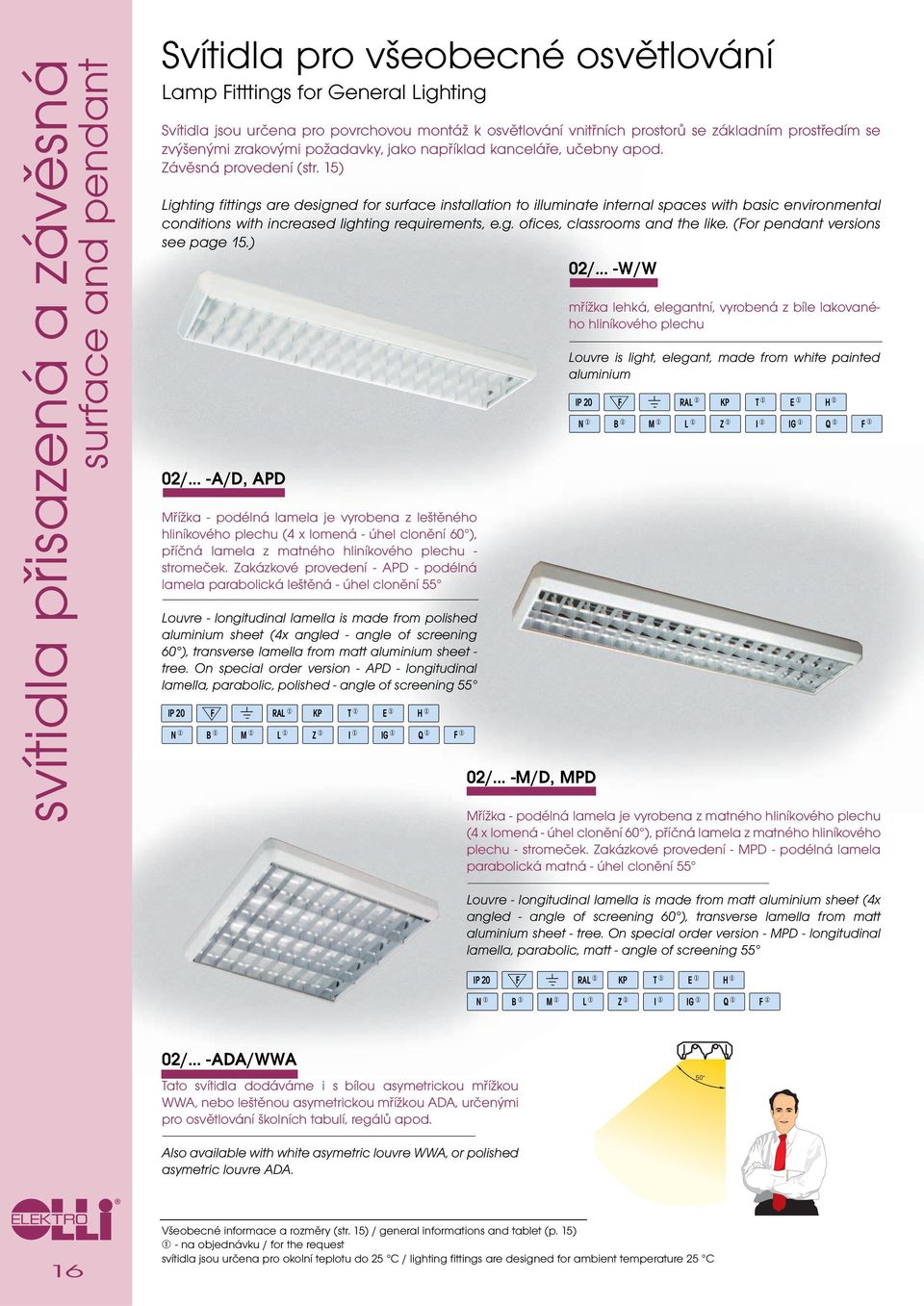 15) Lighting fittings are designed for surface installation to illuminate internal spaces with basic environmental conditions with increased lighting requirements, e.g. ofices, classrooms and the like.