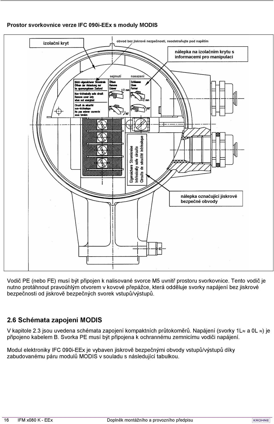 6 Schémata zapojení MODIS V kapitole 2.3 jsou uvedena schémata zapojení kompaktních průtokoměrů. Napájení (svorky 1L a 0L ) je připojeno kabelem B.