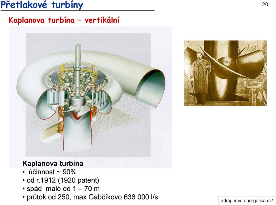 1912 (1920 patent) spád malé od 1 70 m průtok od