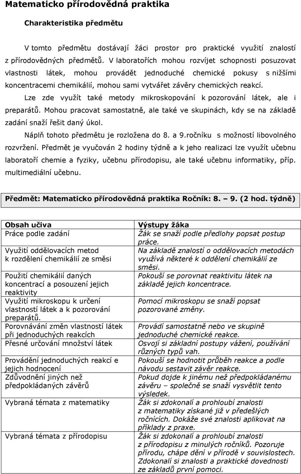 Lze zde vyuţít také metody mikroskopování k pozorování látek, ale i preparátů. Mohou pracovat samostatně, ale také ve skupinách, kdy se na základě zadání snaţí řešit daný úkol.