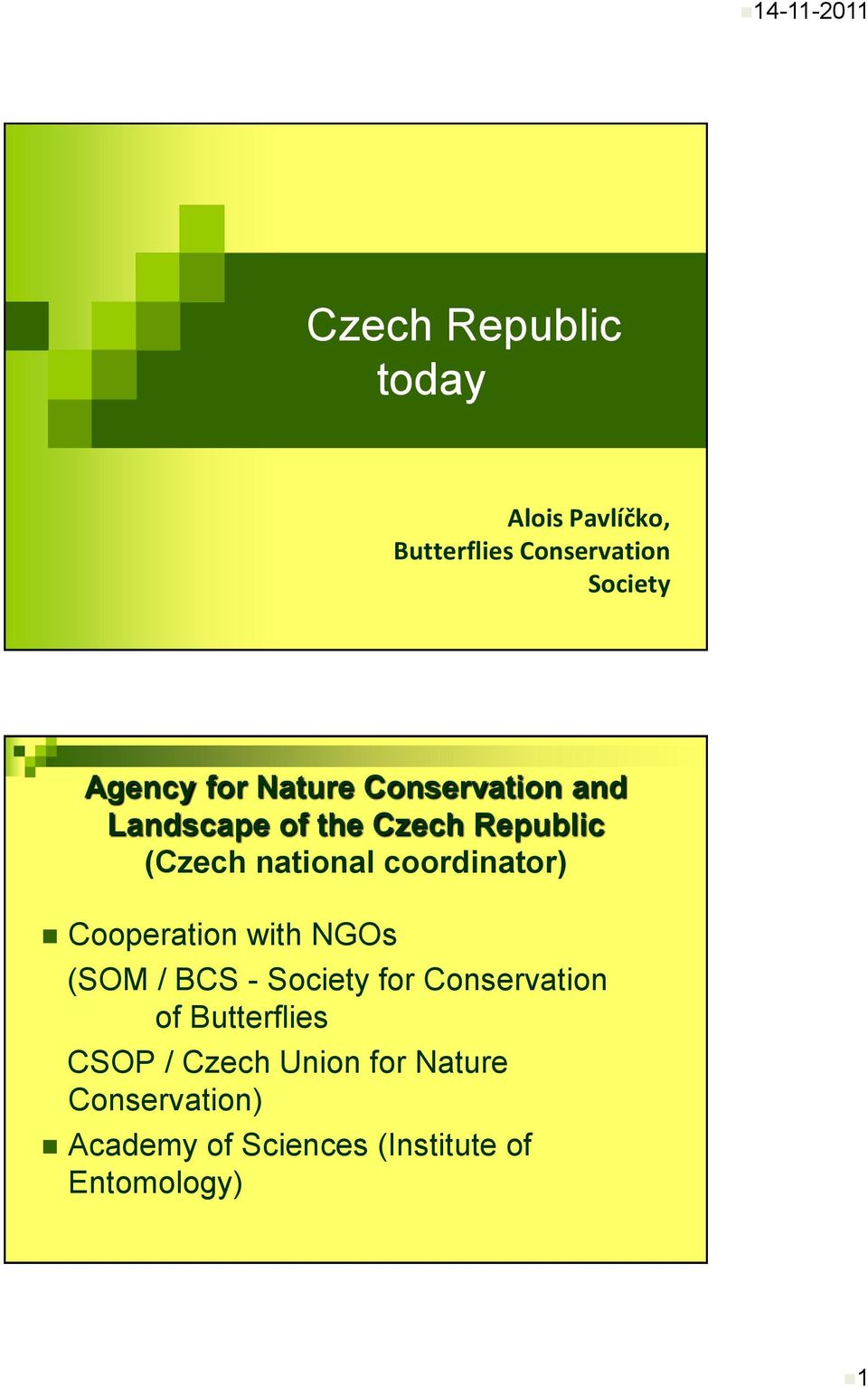 coordinator) Cooperation with NGOs (SOM / BCS - Society for Conservation of