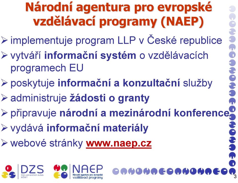 poskytuje informační a konzultační služby administruje žádosti o granty připravuje