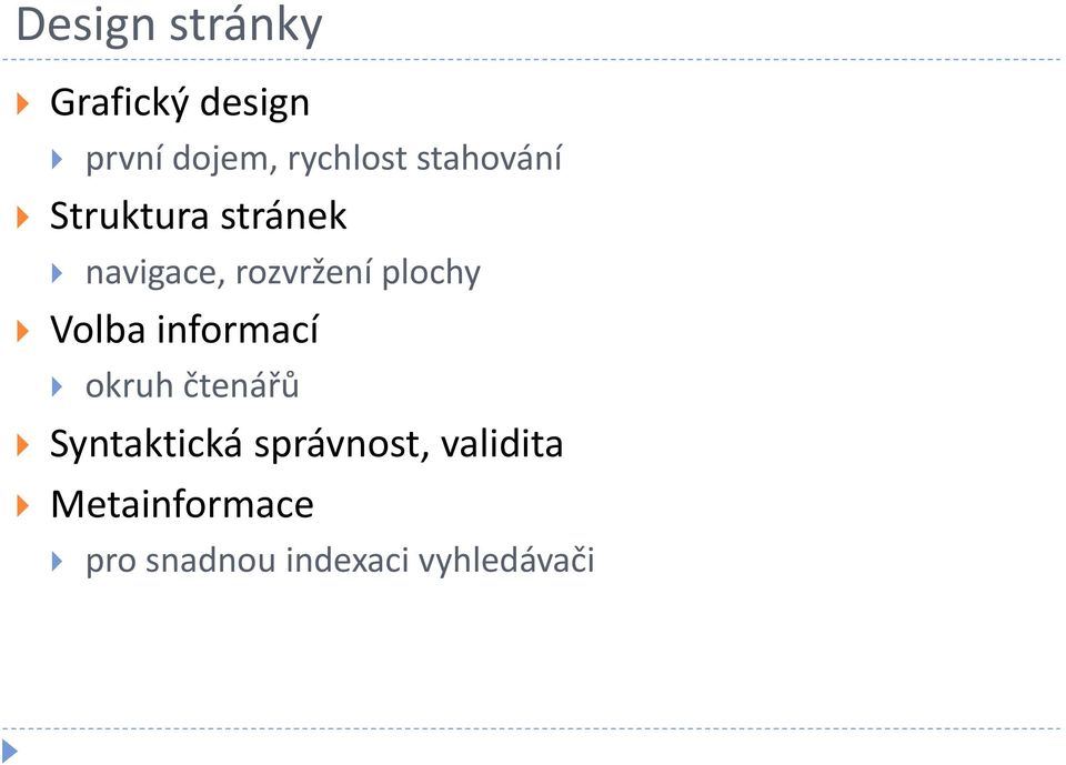 plochy Volba informací okruh čtenářů Syntaktická