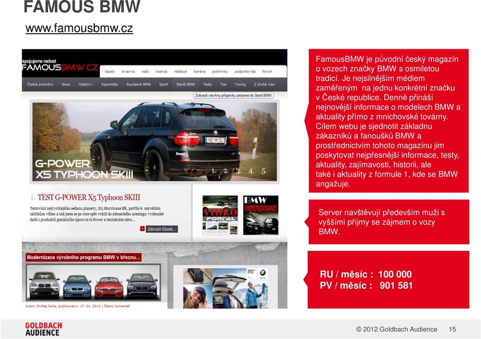 Denně přináší nejnovější informace o modelech BMW a aktuality přímo z mnichovské továrny.