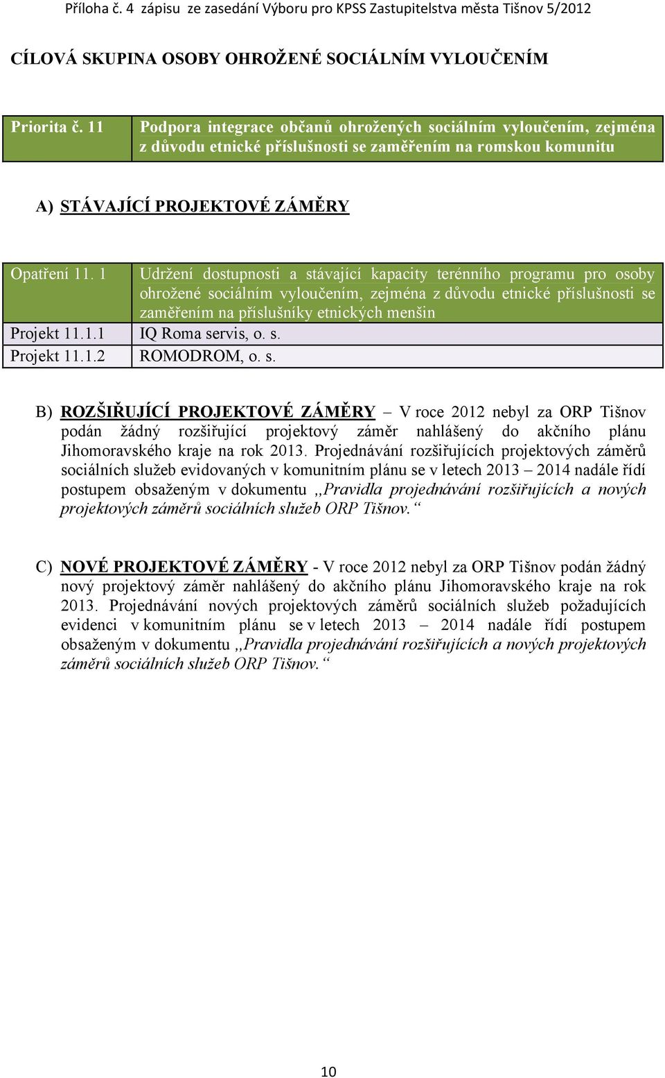 romskou komunitu Opatření 11.