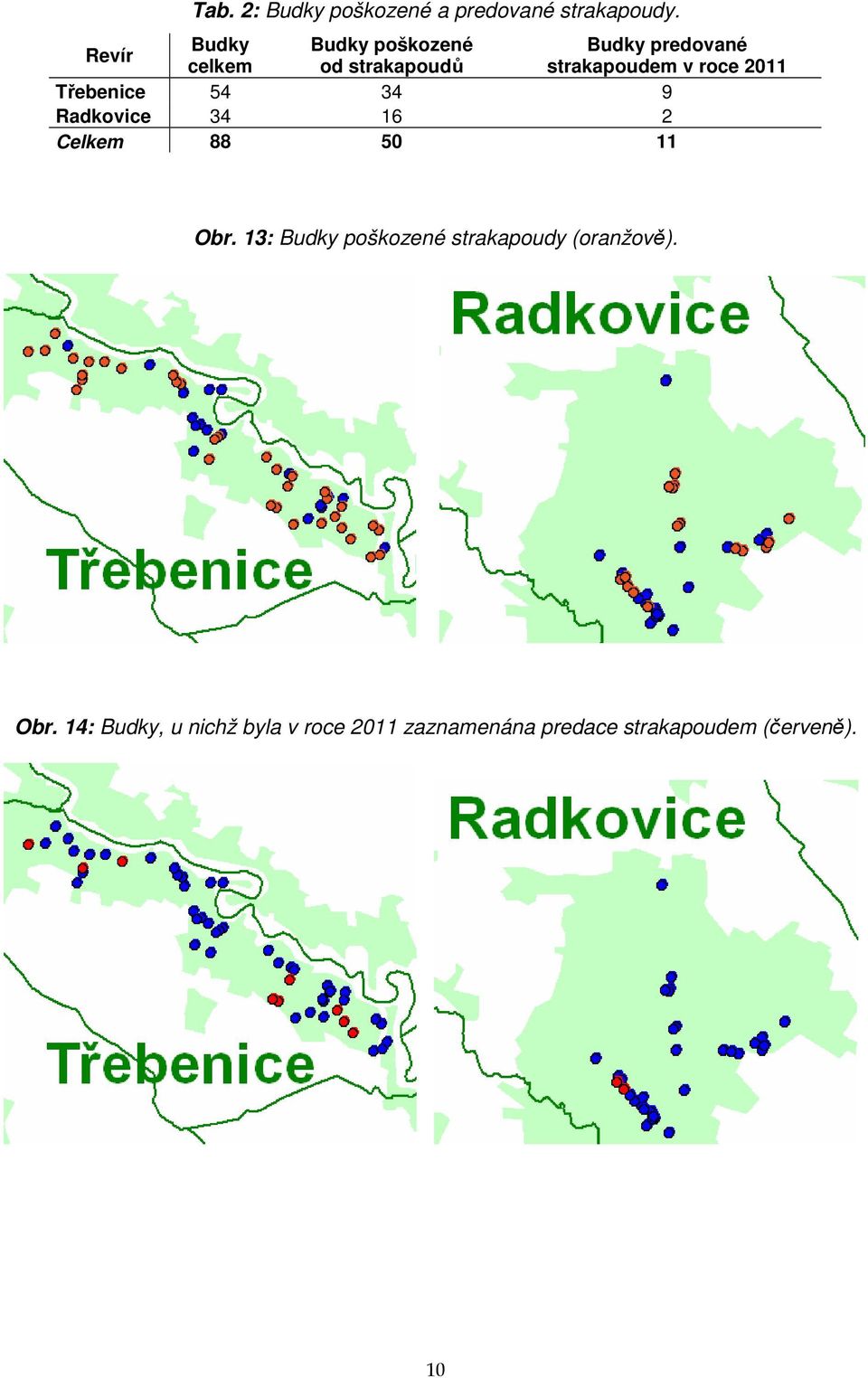 roce 2011 Třebenice 54 34 9 Radkovice 34 16 2 Celkem 88 50 11 Obr.