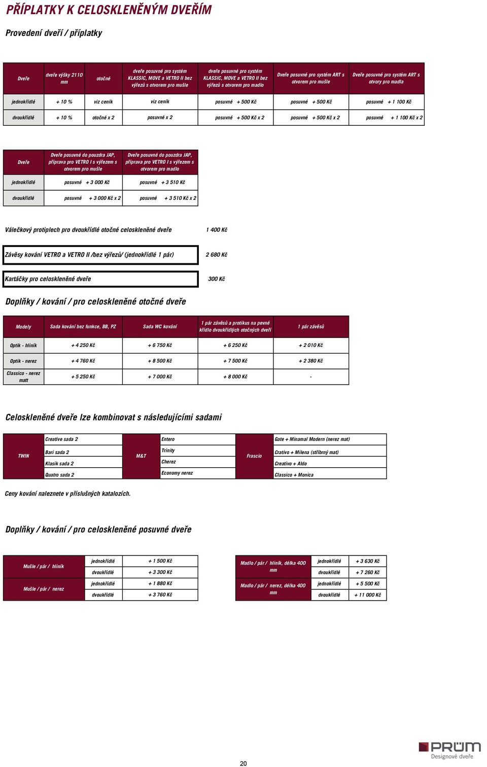 + 500 Kč posuvné + 500 Kč posuvné + 1 100 Kč dvoukřídlé + 10 % otočné x 2 posuvné x 2 posuvné + 500 Kč x 2 posuvné + 500 Kč x 2 posuvné + 1 100 Kč x 2 Dveře Dveře posuvné do pouzdra JAP, příprava pro