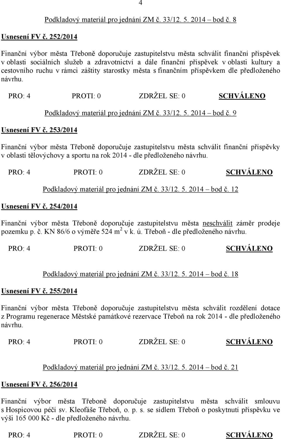 rámci záštity starostky města s finančním příspěvkem dle předloženého návrhu. Usnesení FV č. 253/2014 Podkladový materiál pro jednání ZM č. 33/12. 5. 2014 bod č.