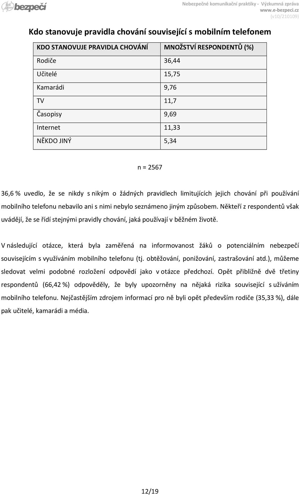 Někteří z respondentů však uvádějí, že se řídí stejnými pravidly chování, jaká používají v běžném životě.
